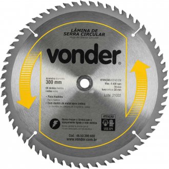 L�mina de serra circular com dentes de metal duro/v�dea, 300 mm x 30 mm, 60 dentes, VONDER