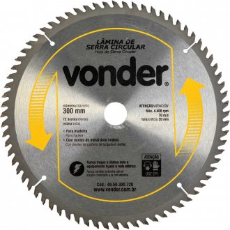 L�mina de serra circular com dentes de metal duro/v�dea, 300 mm x 30 mm, 72 dentes, VONDER