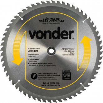 L�mina de serra circular com dentes de metal duro/v�dea, 350 mm x 30 mm, 60 dentes, VONDER