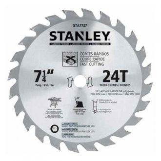 L�mina de serra circular com dentes de metal duro/v�dea, 184 mm x 16 mm, 24 dentes, STANLEY