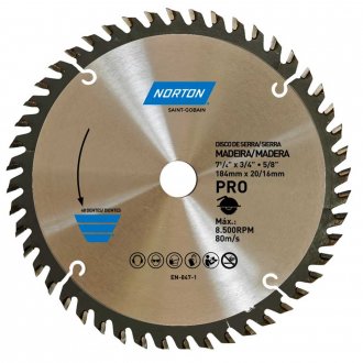 L�mina de serra circular, 184 mm, furo 20 mm/16 mm, 48 dentes, 70184632474 NORTON