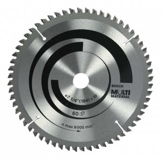 L�mina de serra circular com v�dea, para alum�nio, 184 mm x 20 mm x 60 dentes, BOSCH