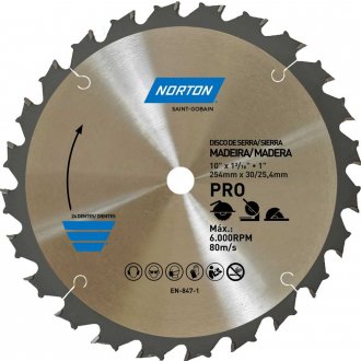 L�mina de serra circular, 254 mm, furo 30 mm/25,4 mm, 24 dentes, 70184632481 NORTON