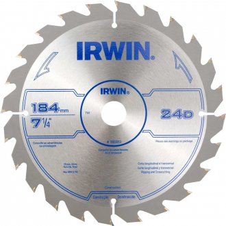 L�mina de serra circular com dentes de metal duro, 184 mm x 20 mm, 24 dentes, 1863653 IRWIN