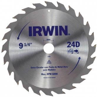 L�mina de serra circular com dentes de metal duro, 235 mm x 25 mm, 24 dentes, IW14111 IRWIN