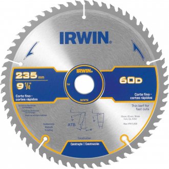 L�mina de serra circular com dentes de metal duro, 235 mm x 25 mm, 60 dentes, IW14114 IRWIN