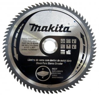 L�mina de serra circular com dentes de metal duro, 165 mm x 20 mm, 72 dentes, MAKITA