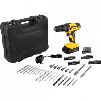 Parafusadeira/furadeira de impacto a bateria, 12 V, fonte de carregamento bivolt autom�tica jogo com 74 acess�rios, PFV 074 VONDER