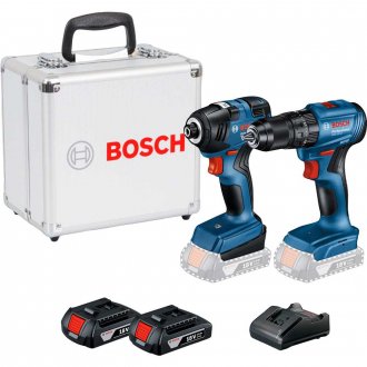Parafusadeira/furadeira de impacto + chave de impacto (GSB 185-LI + GDR 18V-200), com maleta de alum�nio, 0615A0025X BOSCH