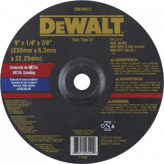 Disco de desbaste, 230 mm x 6,3 mm x 22,23 mm, para inox DW44613, DEWALT