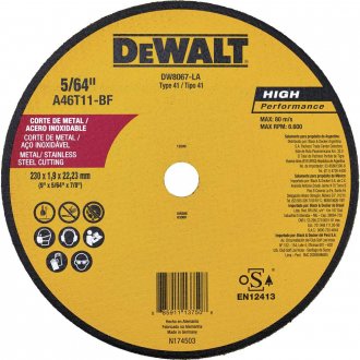 Disco de corte fino 228,6 mm x 2 mm x 22,23 mm, DW8067-AR DEWALT