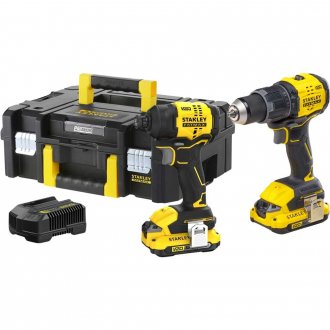 Kit parafusadeiira/furadeira de impacto + parafusadeira de impacto, 2 baterias 20 V MAX - 2 Ah, carregador bivolt, SBDI466D2T-BR STANLEY