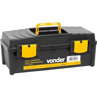 Caixa pl�stica para ferramentas, preta e amarela, com 1 bandeja, VD 4038, VONDER
