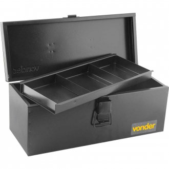 Caixa met�lica para ferramentas, tipo ba�, com bandeja, 40,0 cm x 16,0 cm x 17,0 cm, VONDER