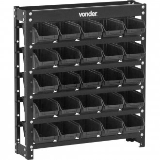 Estante met�lica, com gaveteiros modelo pr�tico preto, 25/3 VONDER