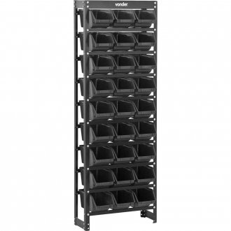 Estante met�lica, com gaveteiros modelo pr�tico preto, 27/5 VONDER