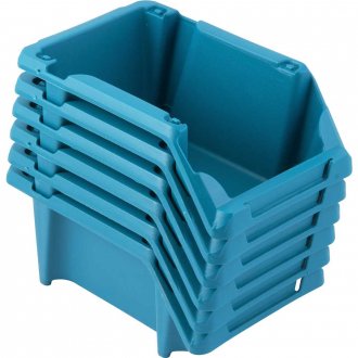 Gaveteiro pl�stico, n� 3, 8,0 cm x 10,4 cm x 17,6 cm, jogo com 6 pe�as, modelo pr�tico, azul, VONDER