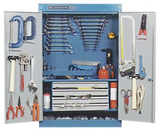Arm�rio de parede para ferramentas, 2 portas, 4 gavetas e 1 prateleira fixa, AM-2, MARCON