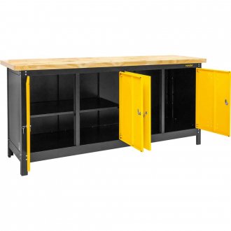 Bancada fechada com tampo de madeira e 4 portas, 2.000 mm x 920 mm x 600 mm VONDER
