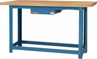 Bancada industrial multiuso, 150 cm x 60 cm x 85,2 cm, 1 gaveta, a�o carbono com tampo de pinus, NB-2 NOCRAM