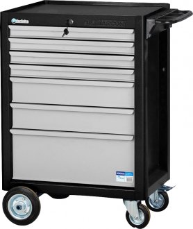 Carro para ferramentas, 60 cm x 40 cm x 86,4 cm, fechado, com 7 gavetas, 330 kgf, preto com cinza, Black Series CR-56B, MARCON