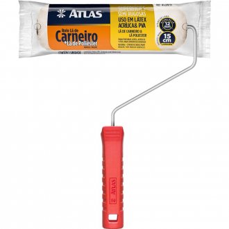 Rolo de pintura de l� mista com suporte met�lico, 15 cm, AT228/15 ATLAS