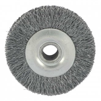 Escova circular de a�o, ondulada, 75 mm x 19 mm Furo 12 mm prensada, fio 0,20 mm Abrasfer