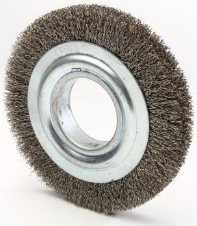 Escova circular de a�o, ondulada, 150 mm x 13 mm Furo 13 mm, prensada, fio 0,40 mm Abrasfer