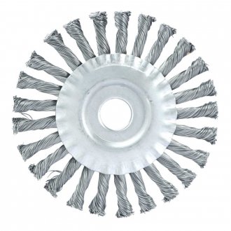 Escova circular de a�o tran�ado, 150 mm x 13 mm, furo 22 mm, fio 0,5 mm, 9.000 rpm, ABRASFER