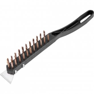 Escova manual com cerdas de a�o, 3 fileiras, com cabo de pl�stico com raspador, VONDER