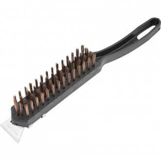 Escova manual com cerdas de a�o, 4 fileiras, com cabo de pl�stico com raspador, VONDER