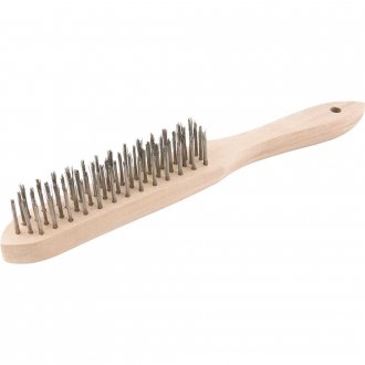 Escova manual com cerdas de a�o inox, 4 fileiras, com cabo de madeira VONDER