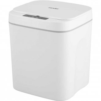 Lixeira retangular com sensor de abertura, bateria recarreg�vel, 12 litros, pl�stica, branca, VONDER