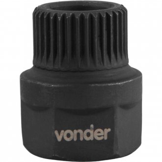 Soquete especial para polia de alternador, sextavado 22 mm x estriado 33 dentes, VONDER