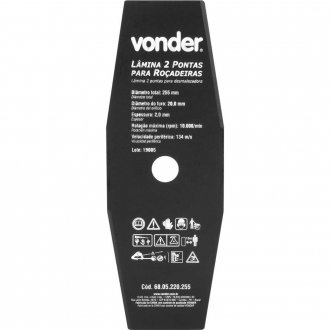 L�mina de 2 pontas, para ro�adeiras, 255 mm x 20,0 mm, VONDER