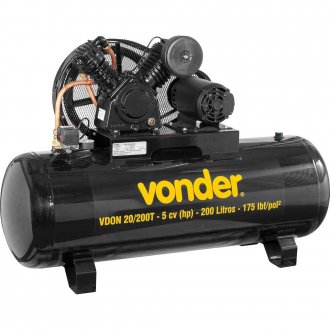 Compressor de ar VDON 20/200T, 5,0 cv trif�sico, 220 V~/380 V~, VONDER