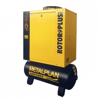 Compressor rotativo de parafuso 36,5 pcm, 10 hp, 131 lbf/pol�, 220 V~ trif�sico, ROTORPLUS0103AB METALPLAN
