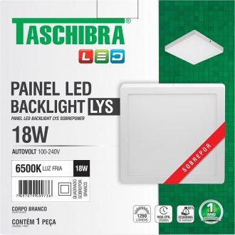 Lumin�ria LED de sobrepor, 18 W, bivolt, 15140178 TASCHIBRA