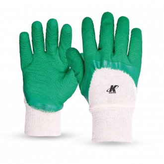 Luva algod�o palma latex, verde, punho malha, M - 8, CONFORTEX PLUS, 02.02.2.2, KALIPSO