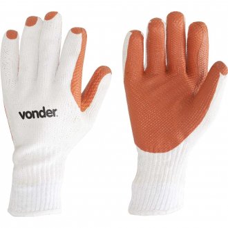 Luva de malha com l�tex, MLV 1001, cor laranja, tamanho 10, VONDER