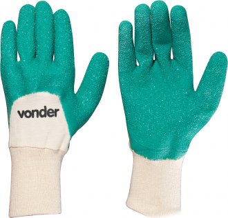 Luva de malha com l�tex, MLV 1002, cor verde, tamanho 10, VONDER