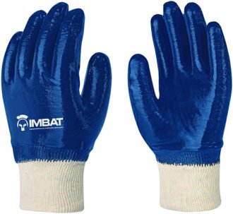 Luva de algod�o com revestimento de borracha nitr�lica azul, tamanho 8-M, LV-S-BNAZ, IMBAT