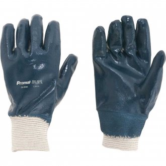 Luva de malha com borracha nitrilon, cor azul, tamanho M, 659/8, PROMAT