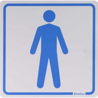 Placa de sinaliza��o em alum�nio (Sanit�rio masculino), 15 cm x 15 cm, SINALIZE