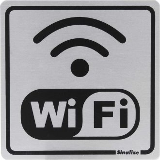Placa de sinaliza��o em alum�nio (WIFI), 15 cm x 15 cm, SINALIZE