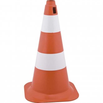 Cone de sinaliza��o com 50 cm, branco e laranja, em polietileno VONDER