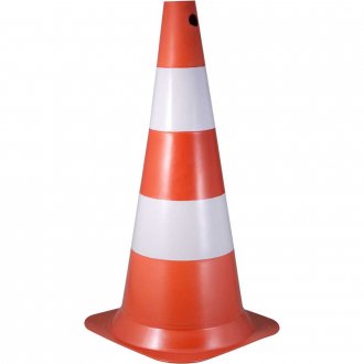 Cone de sinaliza��o com 75 cm, branco e laranja, em polietileno VONDER