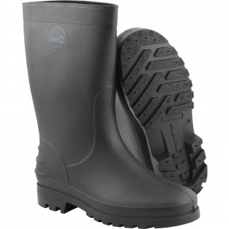 Bota de PVC preta, cano m�dio, sem forro, 35/36, NOVE54