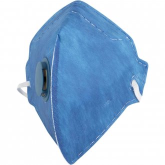 Respirador dobr�vel, semifacial, sem carv�o ativado, com v�lvula, PFF1, RDV 2102, azul, VONDER