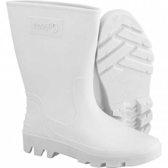 Bota de PVC branca, cano m�dio, sem forro, 37, NOVE54